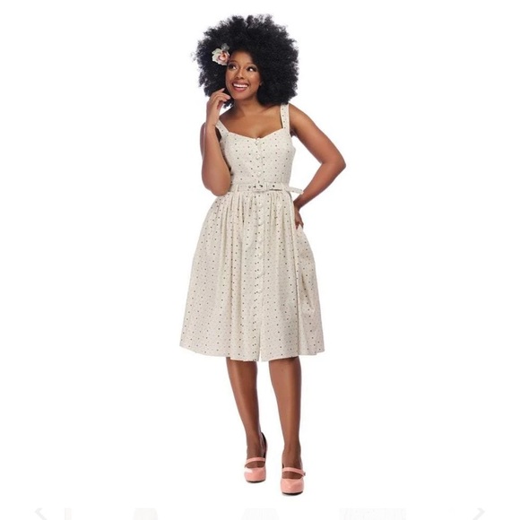 Collectif Vintage Jemima Polka Dot Swing Dress - Picture 3 of 13